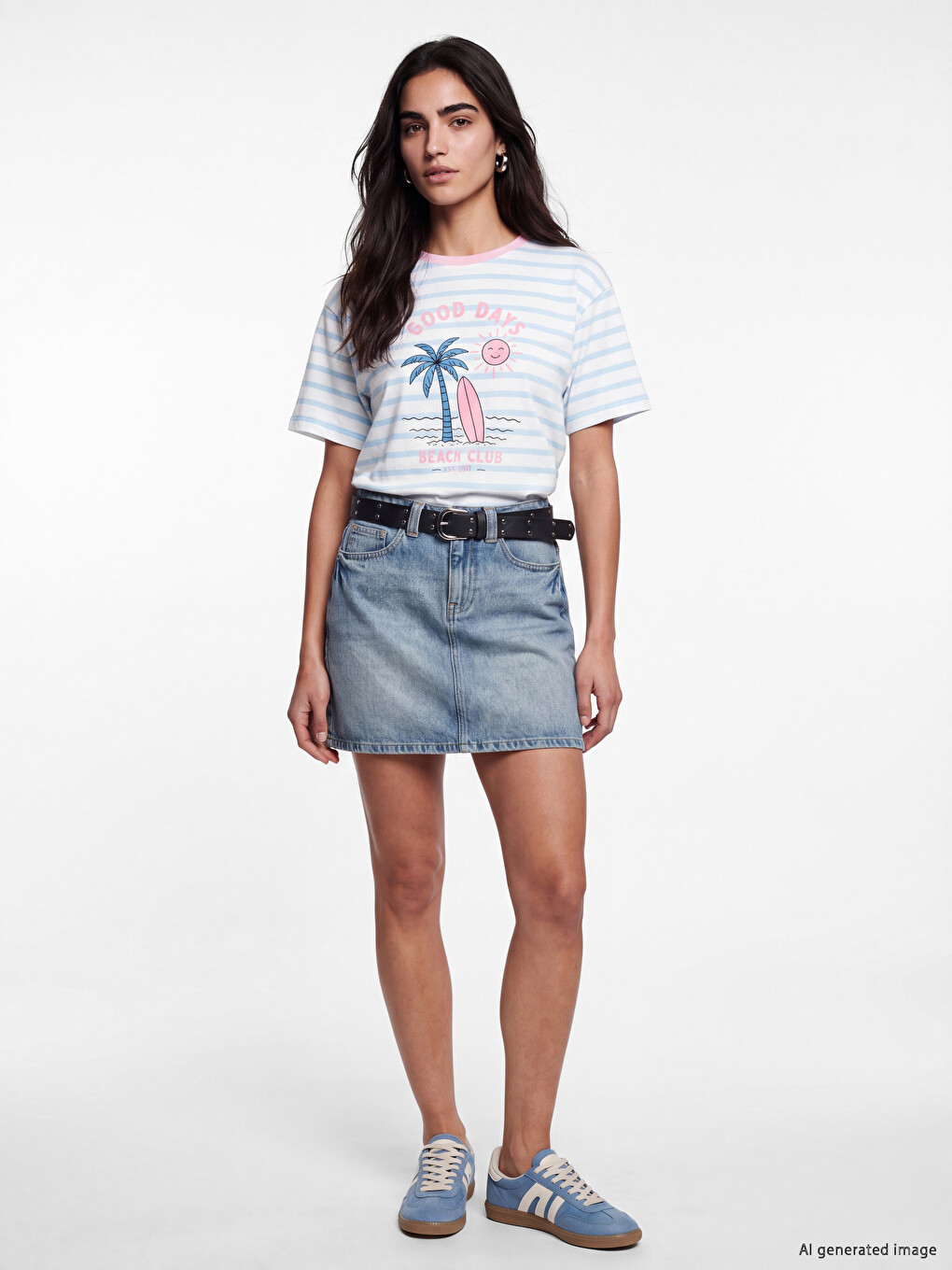 Striped 100% Cotton Women's T-shirt-1