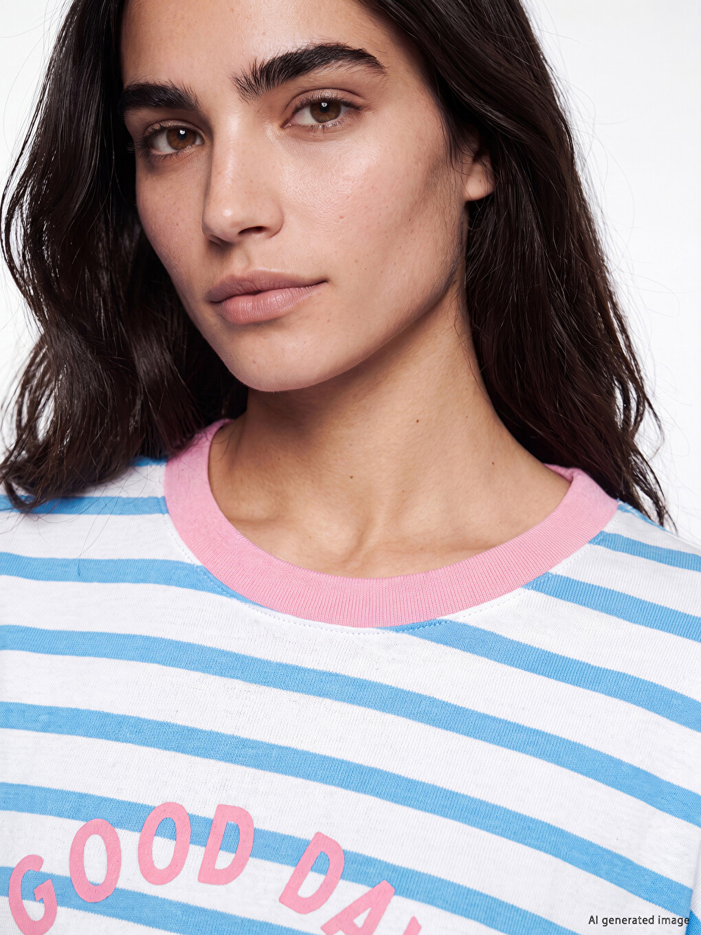 Striped 100% Cotton Women's T-shirt-2