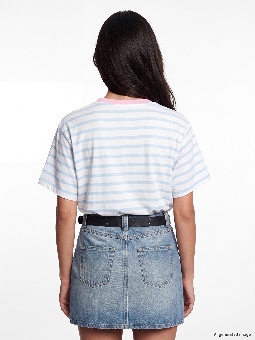Striped 100% Cotton Women's T-shirt-3