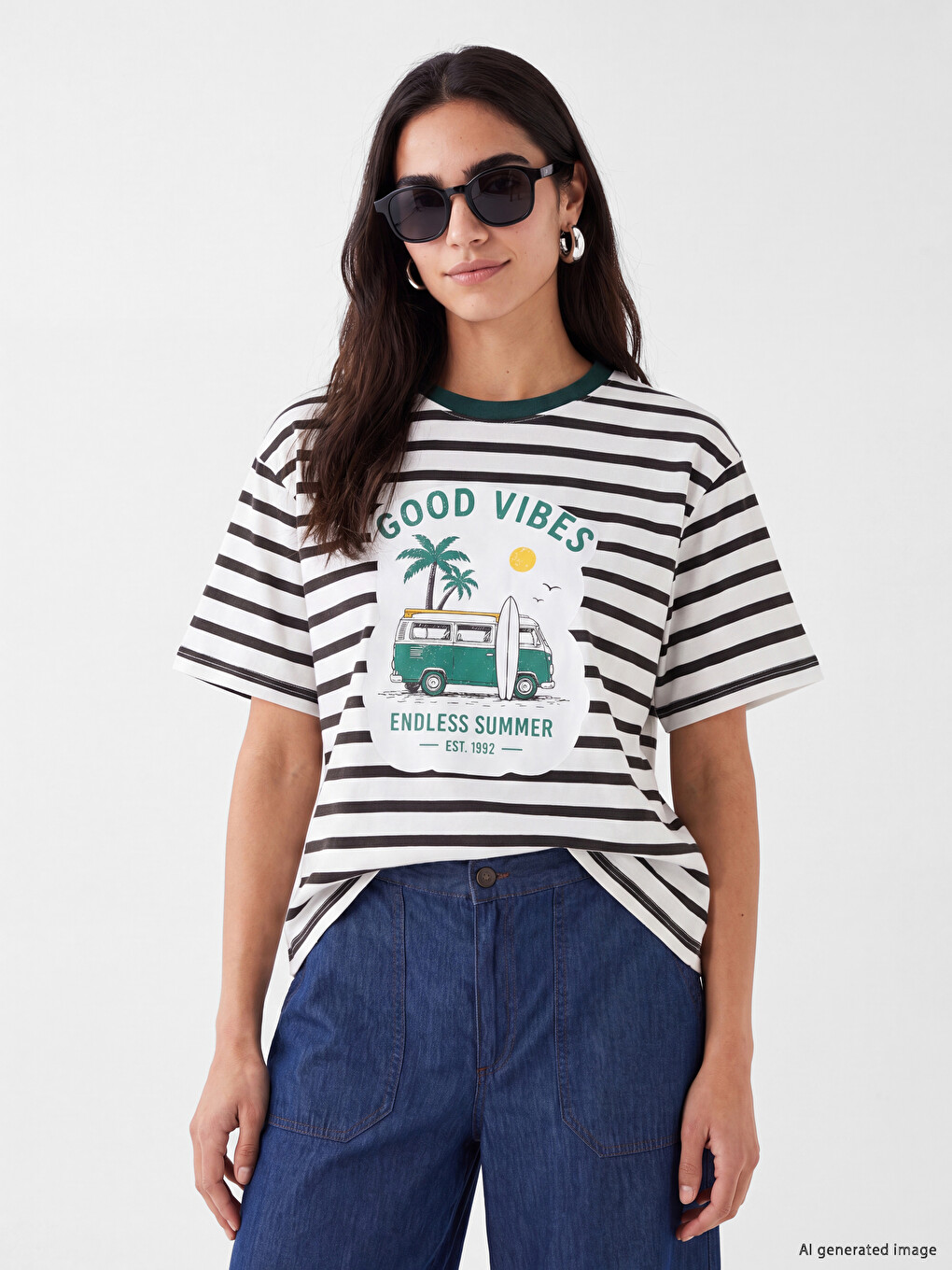 Striped 100% Cotton Women's T-shirt