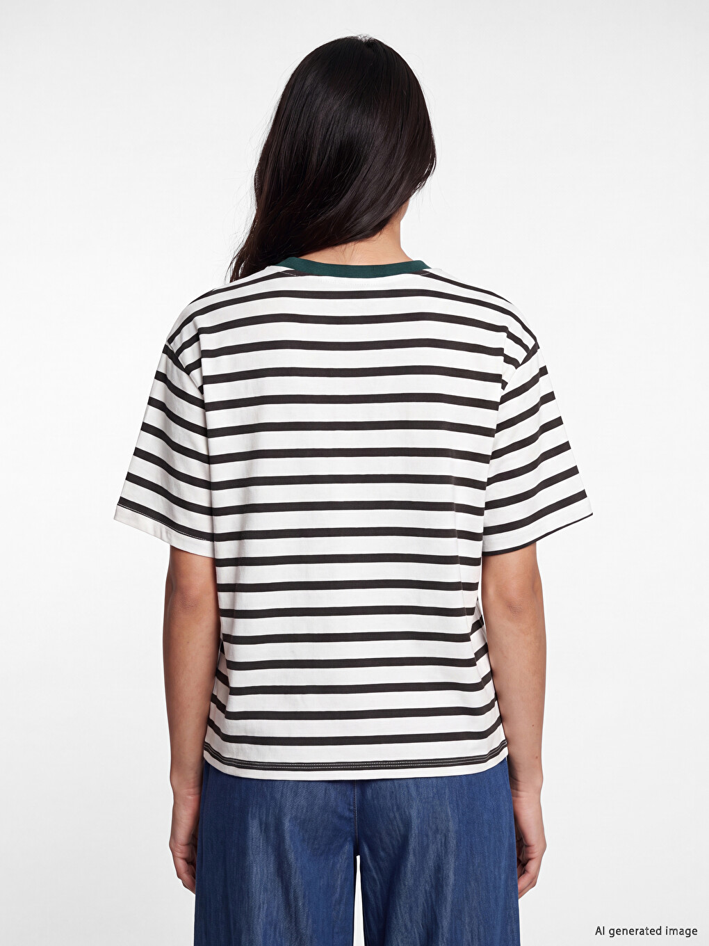 Striped 100% Cotton Women's T-shirt-3