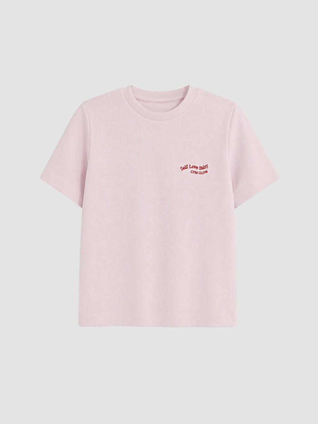 Pembe Nakışlı Soft Touch Kadın Spor Tişört