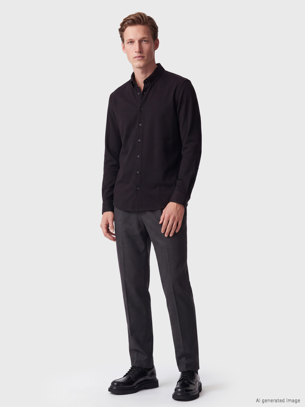 Siyah Slim Fit Erkek Gömlek-1