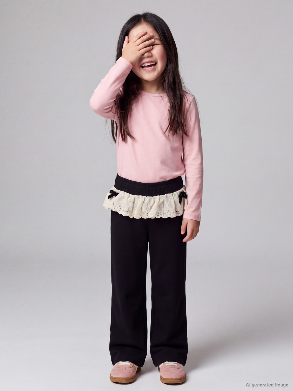 Embroidered Girls' Thick Sweatpants