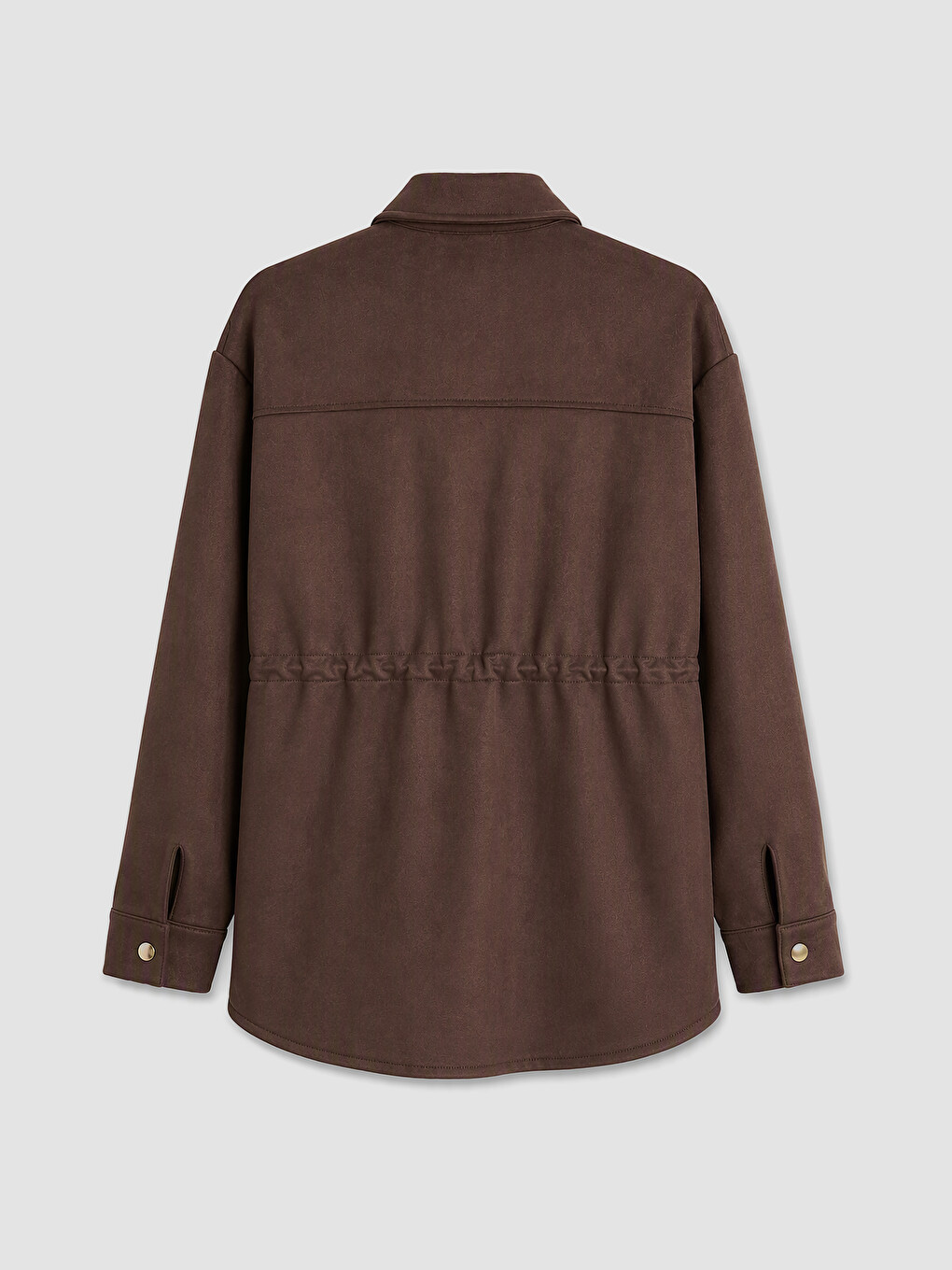 Kahverengi Süet Görünümlü Oversize Kadın Sweatshirt Tunik-1