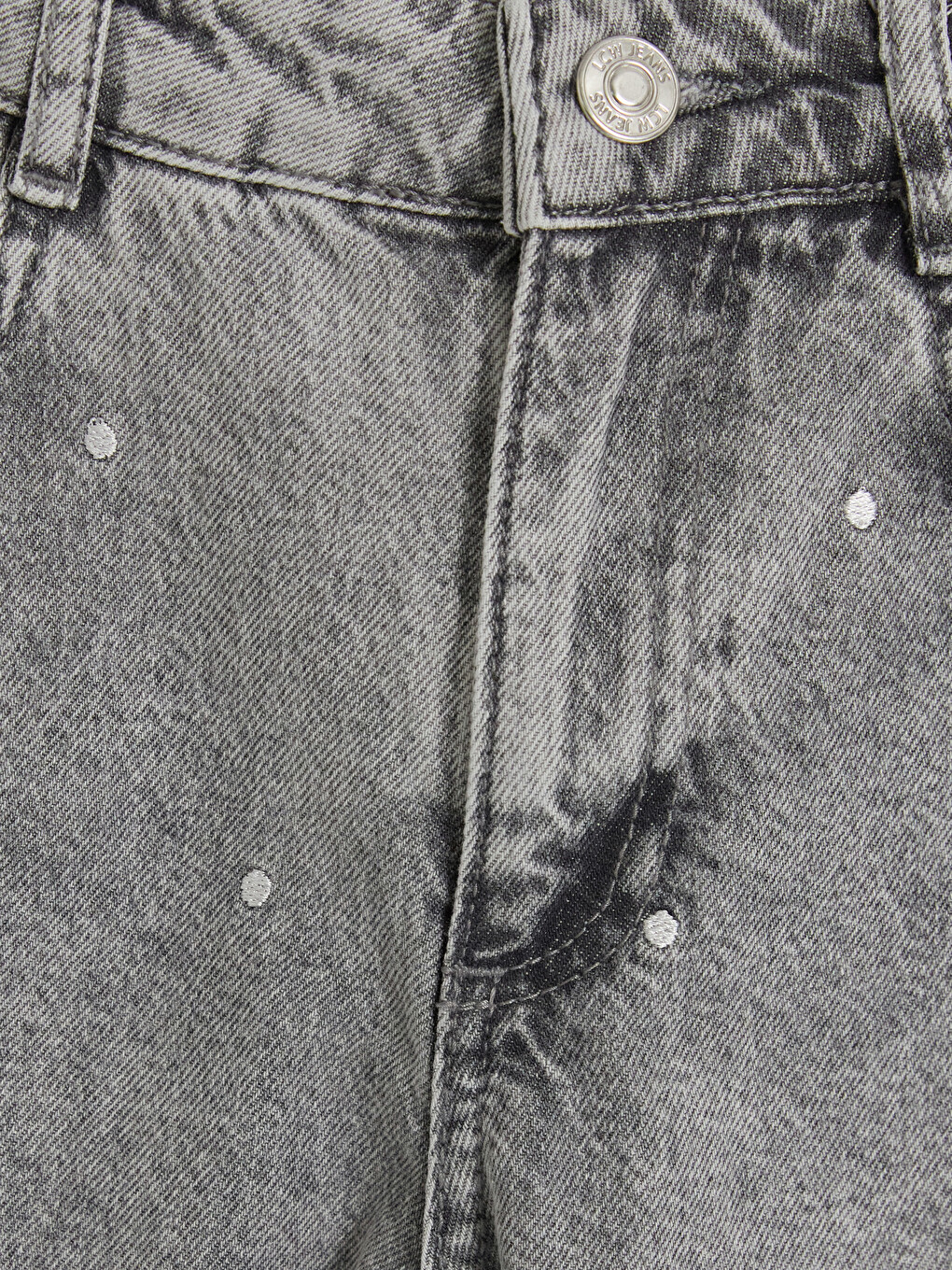 Karışık Barrel Fit Puantiyeli Kız Çocuk Jean Pantolon-2