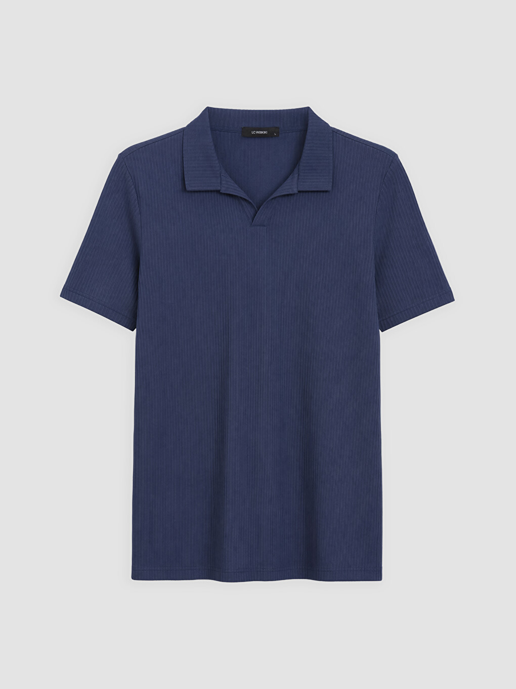 Lacivert Polo Yaka Fitilli Erkek Tişört-3