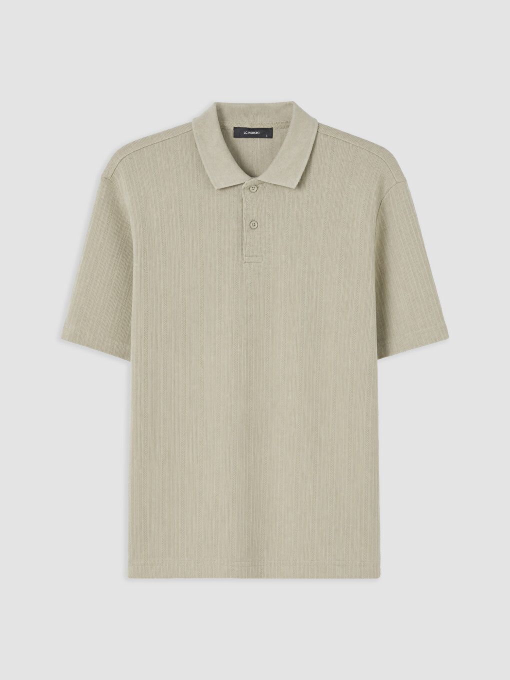 Haki Polo Yaka Fitilli Erkek Tişört-3