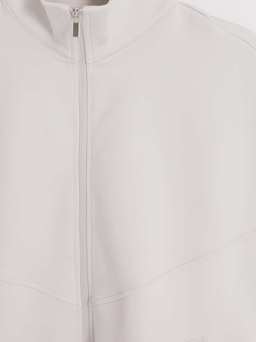 Gri Dik Yaka Oversize Kadın Spor Yelek-6