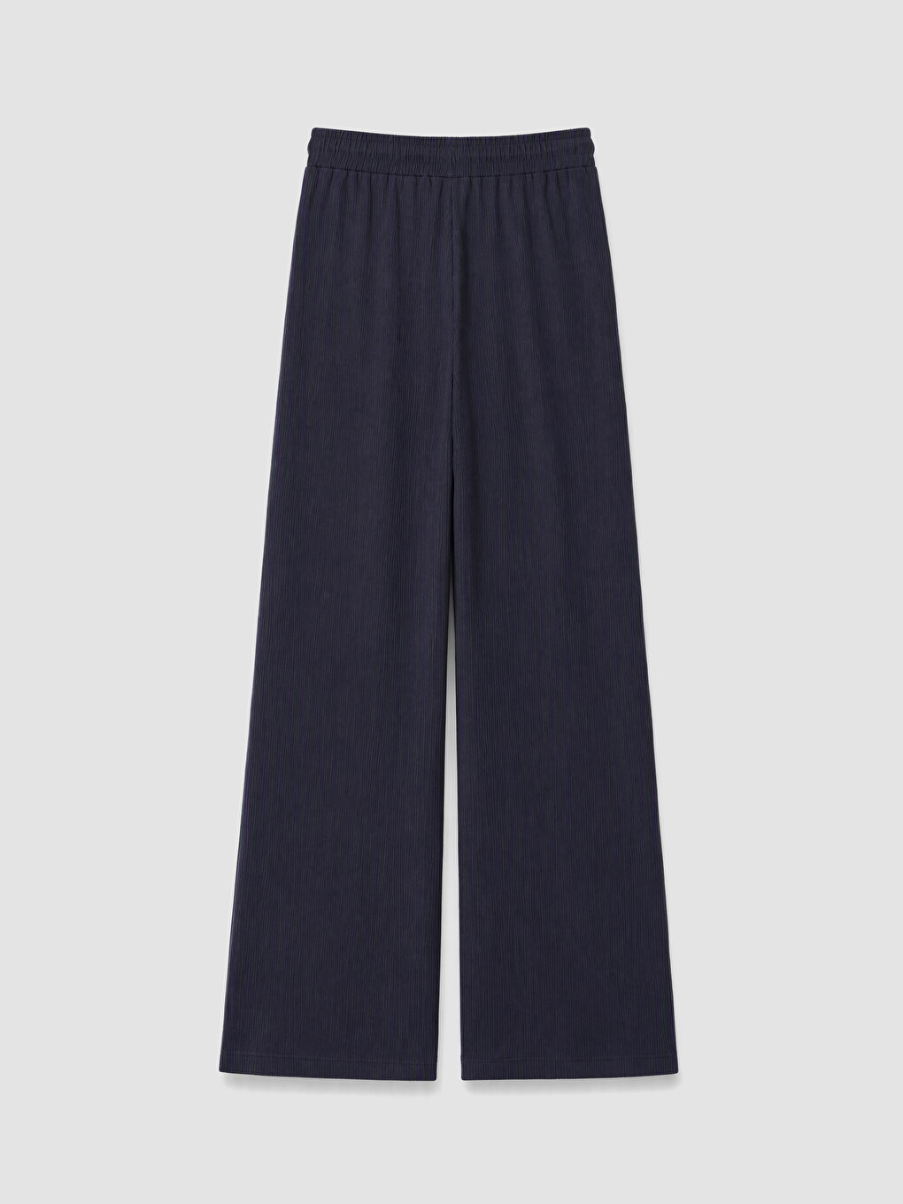 Lacivert Beli Lastikli Geniş Paça Kadın Pantolon-2
