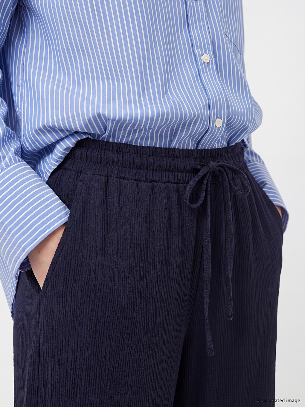 Elastic Waist Wide Leg Women's Trousers-2