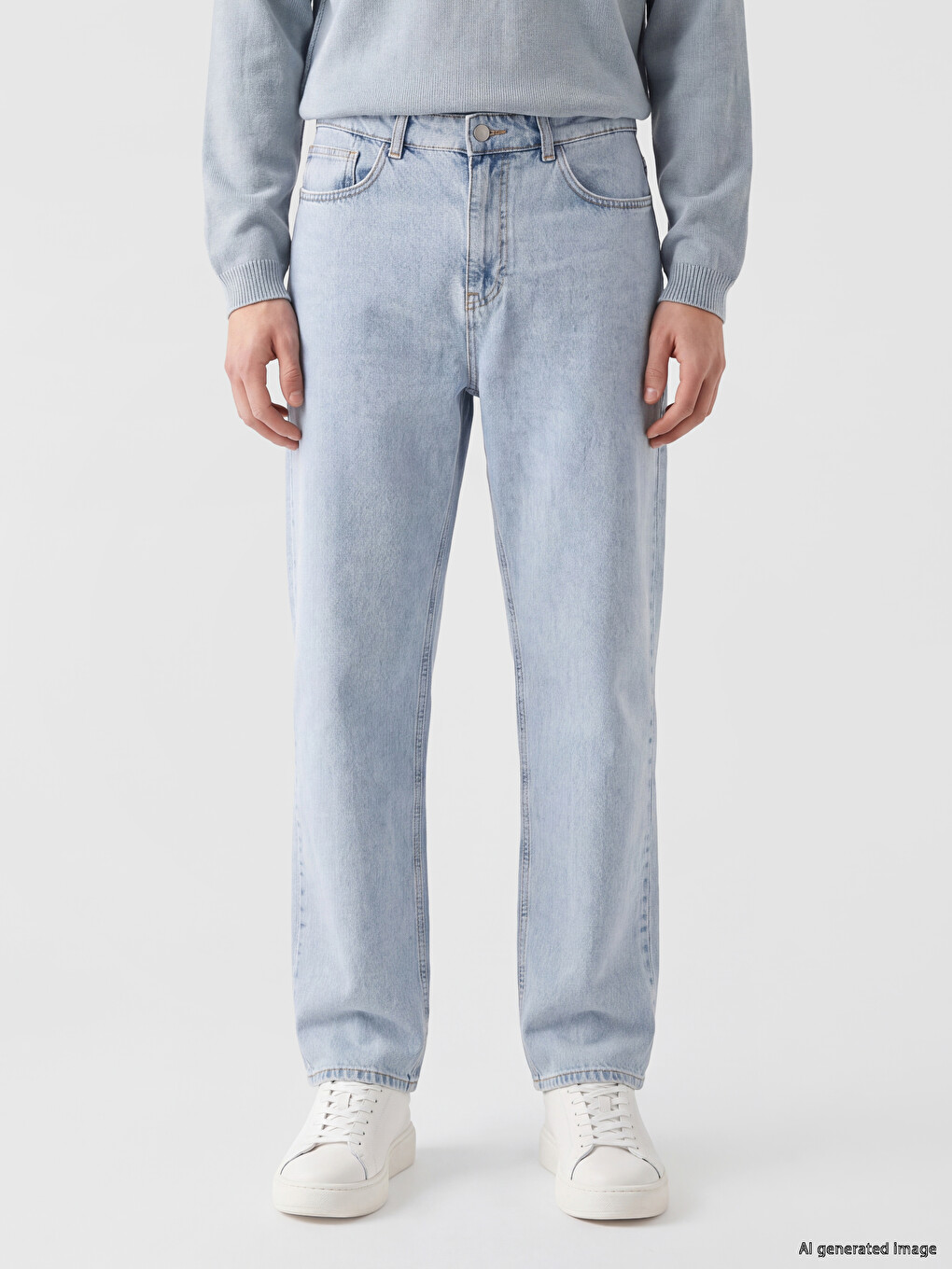 İndigo Süper Baggy Erkek Jean Pantolon-1