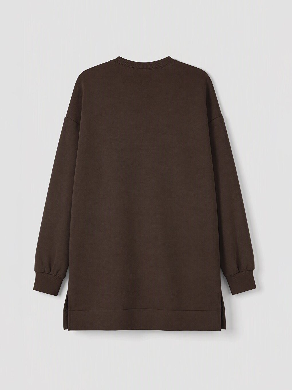 Kahverengi Soft Touch Kadın Sweatshirt Tunik-1