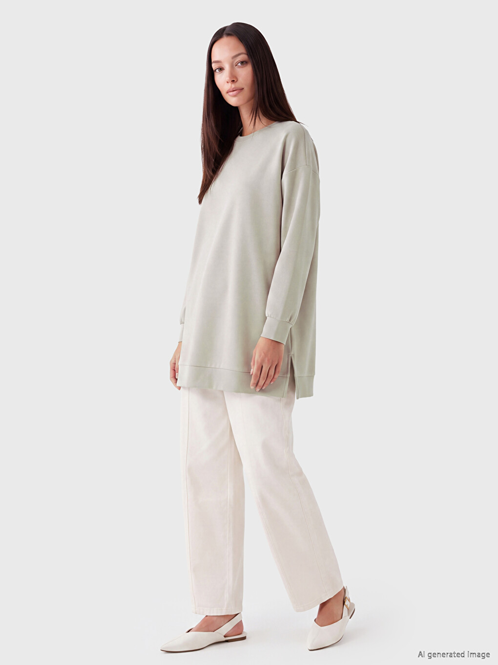 Gri Soft Touch Kadın Sweatshirt Tunik