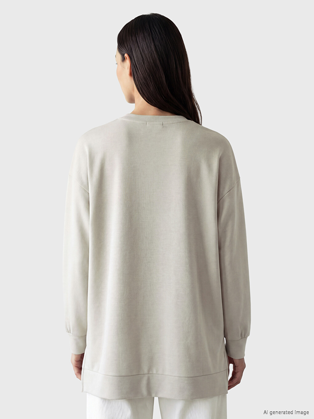 Gri Soft Touch Kadın Sweatshirt Tunik-3