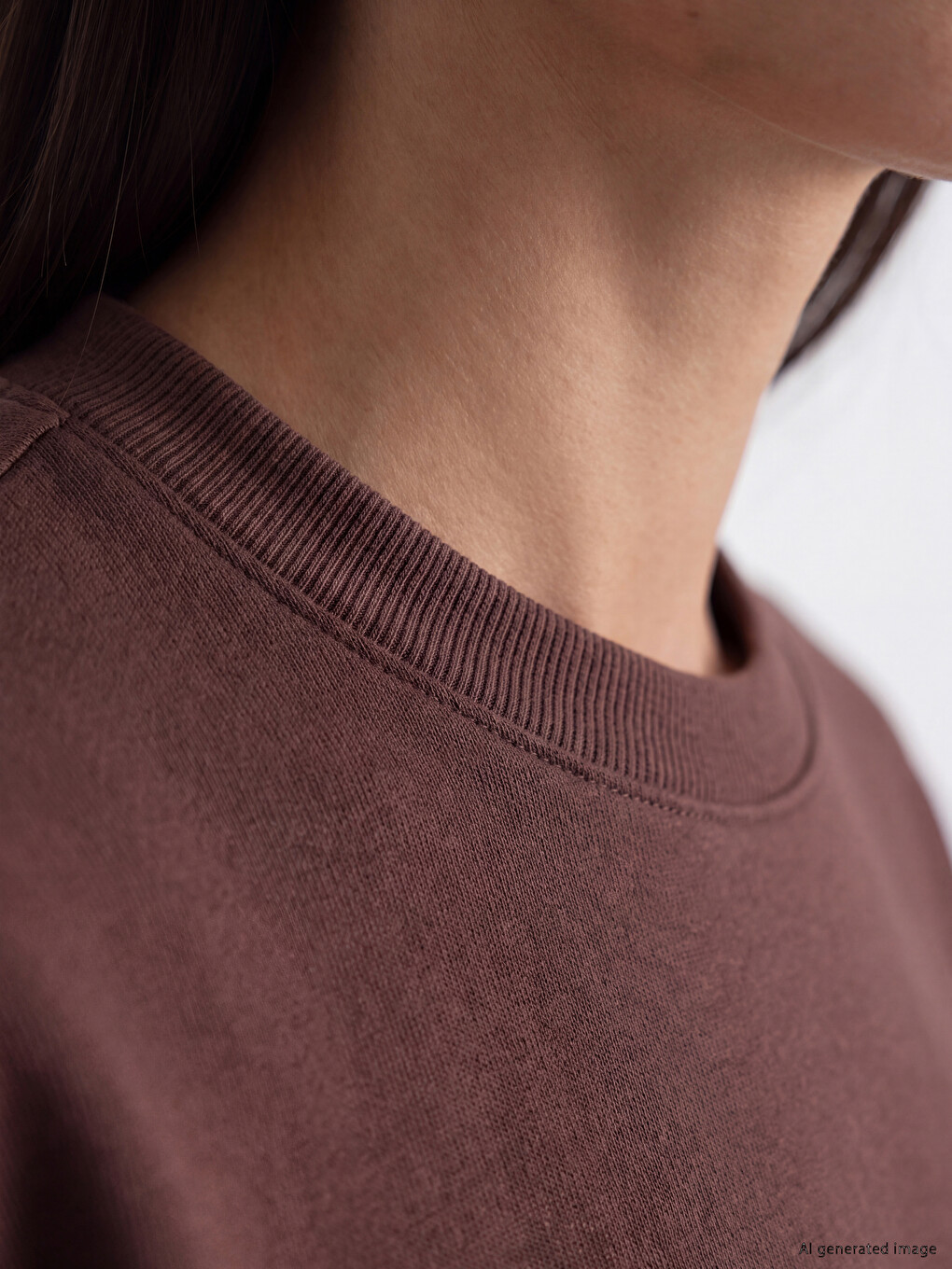 Kahverengi Soft Touch Kadın Sweatshirt Tunik-2