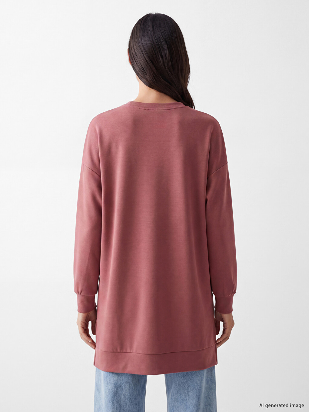 Pembe Soft Touch Kadın Sweatshirt Tunik-3