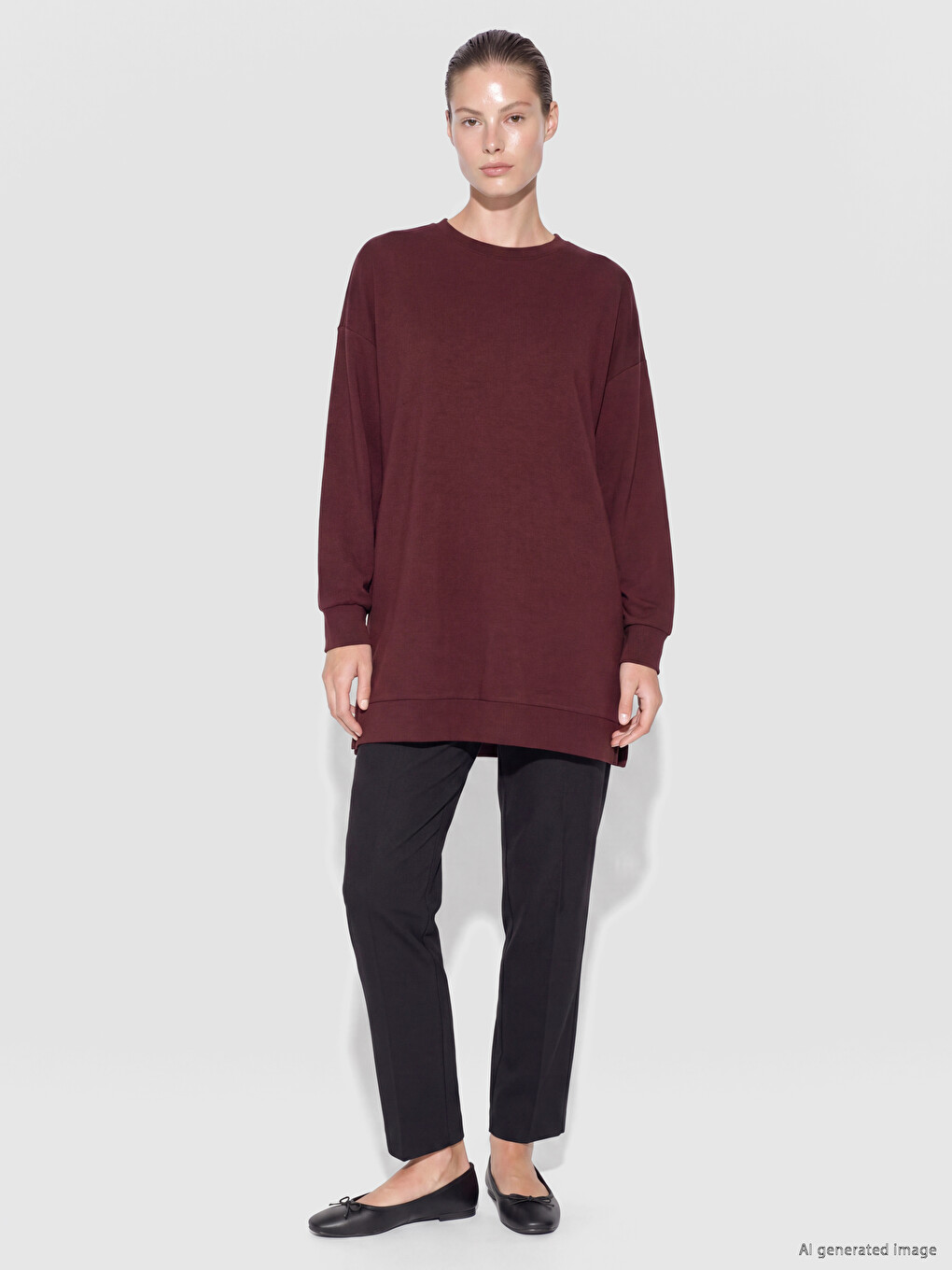 Mürdüm Soft Touch Kadın Sweatshirt Tunik-1