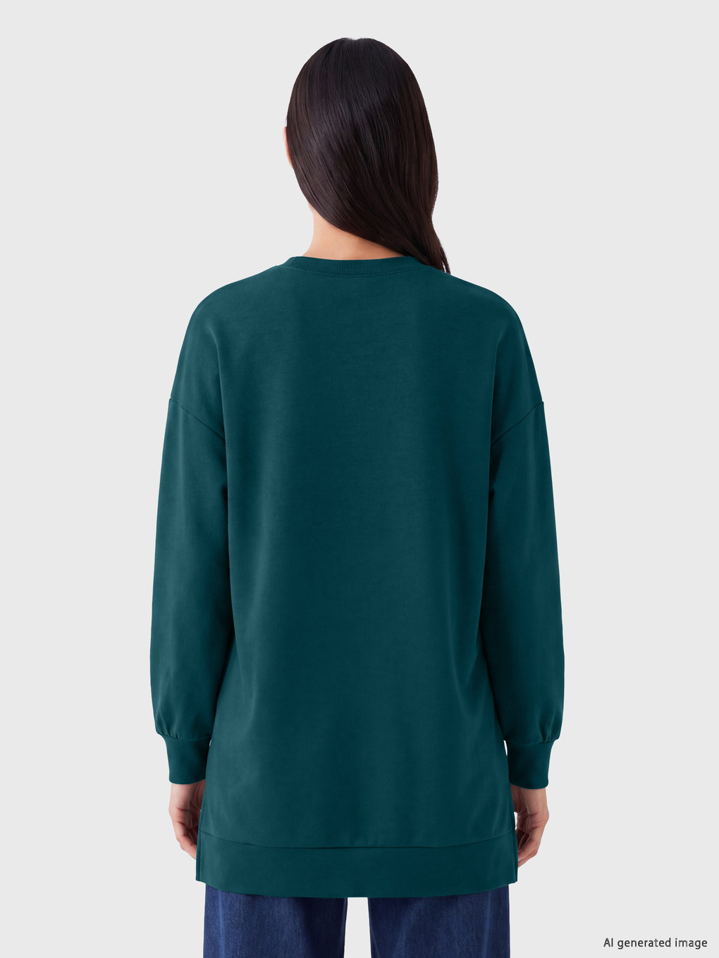 Petrol Soft Touch Kadın Sweatshirt Tunik-3