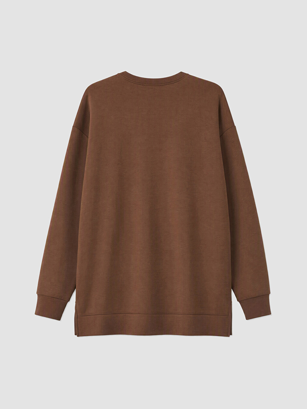 Kahverengi Soft Touch Kadın Sweatshirt Tunik-6