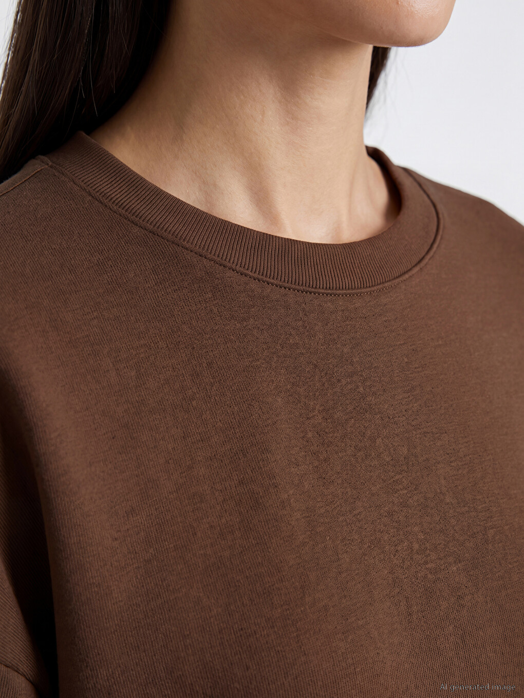 Kahverengi Soft Touch Kadın Sweatshirt Tunik-2