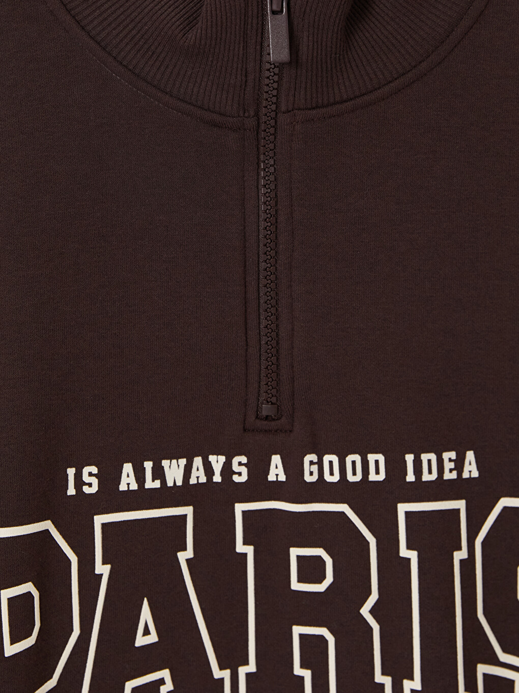 Kahverengi Nakışlı Kadın Kalın Sweatshirt Tunik-2