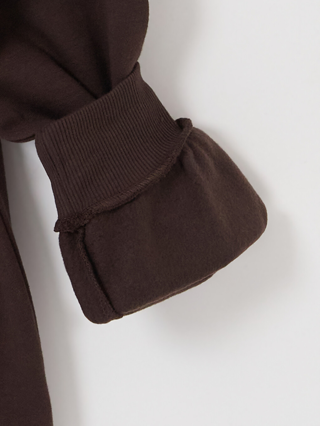Kahverengi Nakışlı Kadın Kalın Sweatshirt Tunik-3
