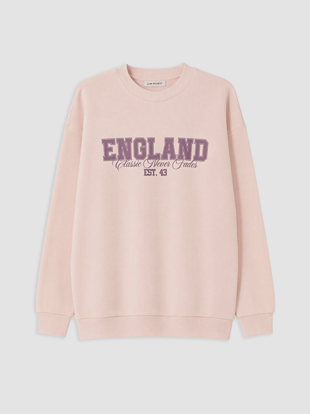 Pembe Baskılı Kadın Kalın Sweatshirt Tunik