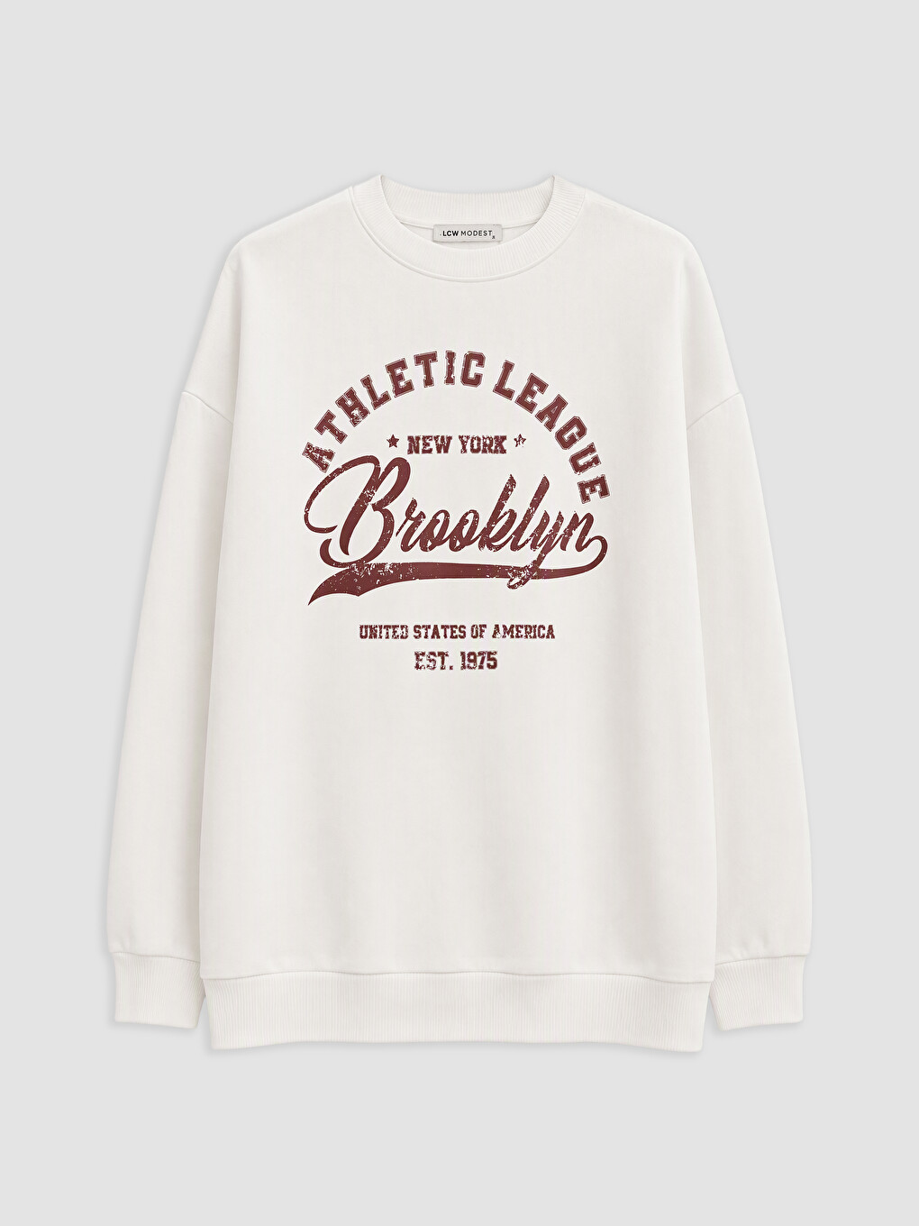 Beyaz Baskılı Kadın Kalın Sweatshirt Tunik