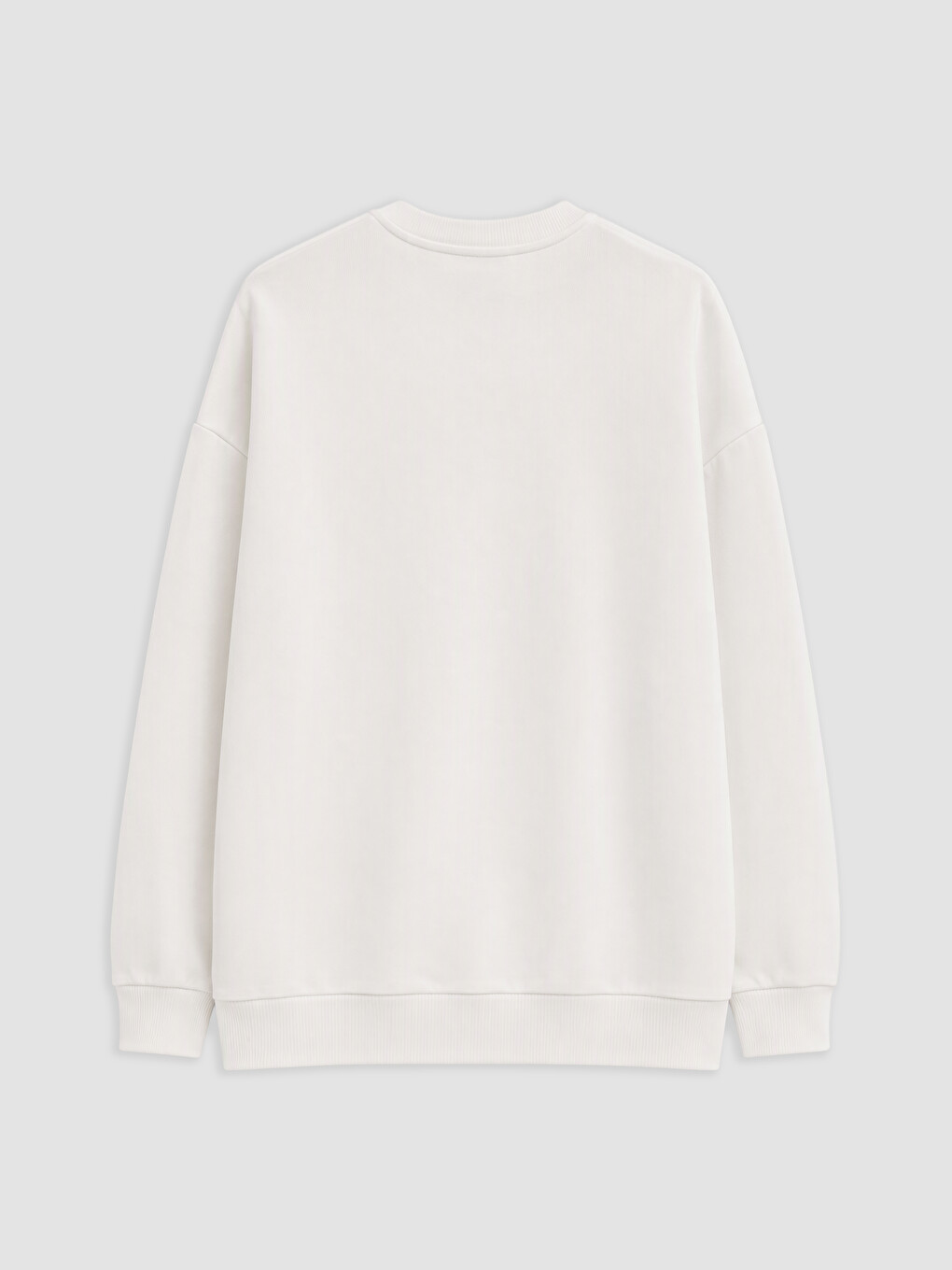 Beyaz Baskılı Kadın Kalın Sweatshirt Tunik-2