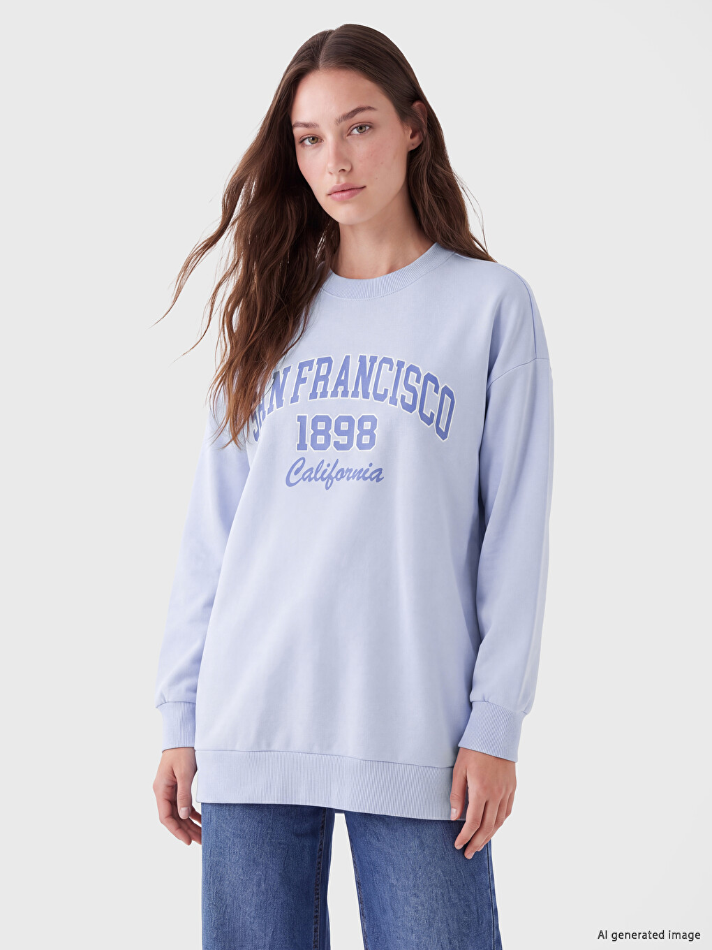 Woman Blue Sweatshirt Tunic