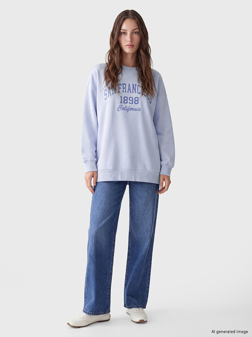 Woman Blue Sweatshirt Tunic-1