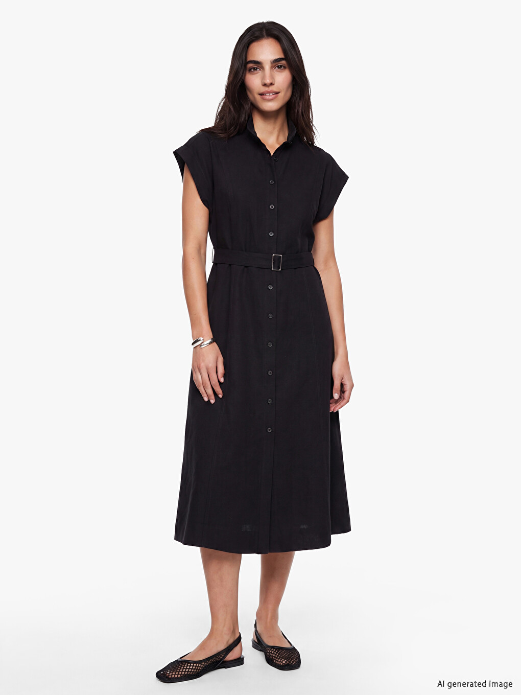 Woman Black Shirt Dress
