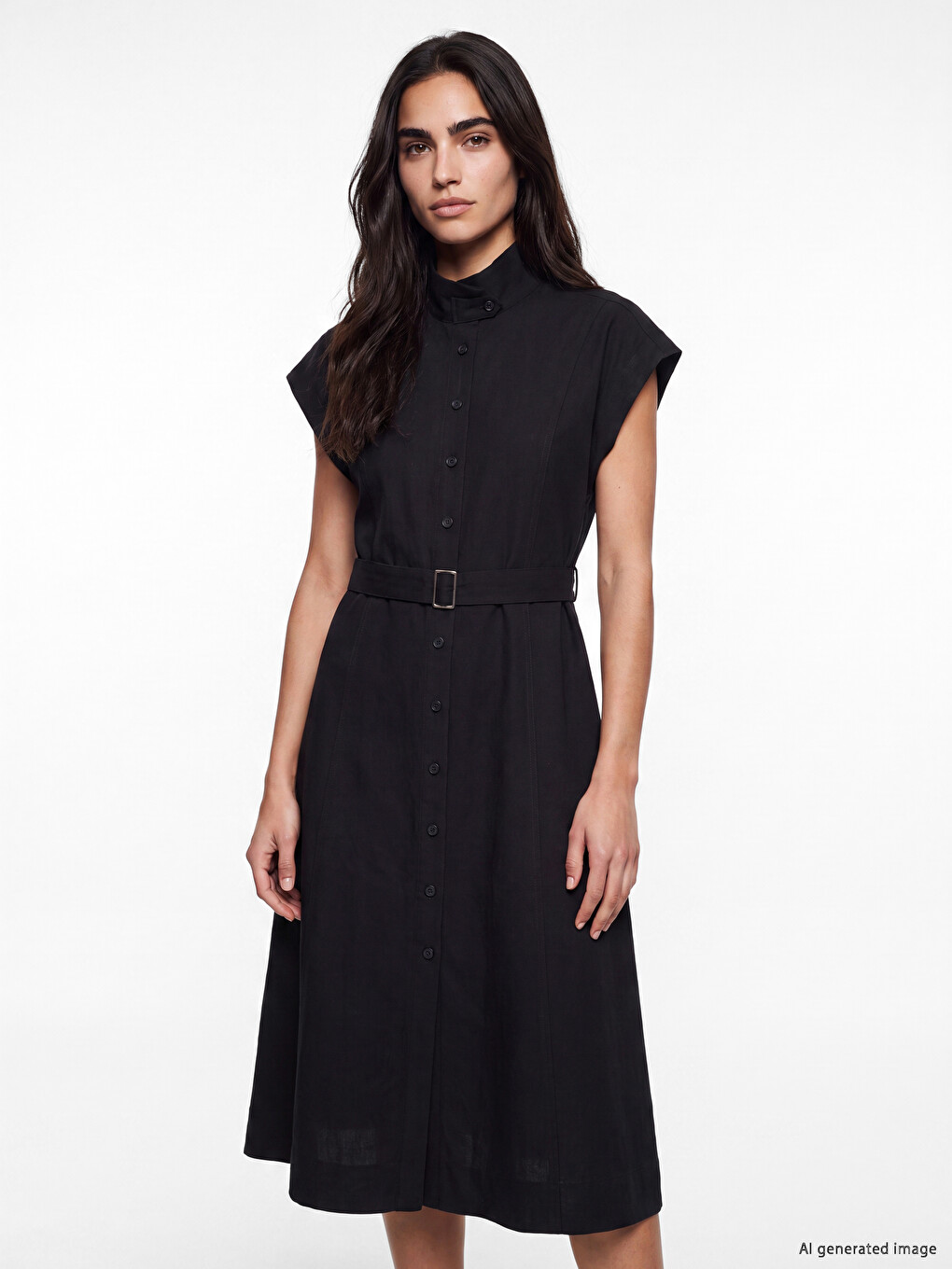 Woman Black Shirt Dress-1