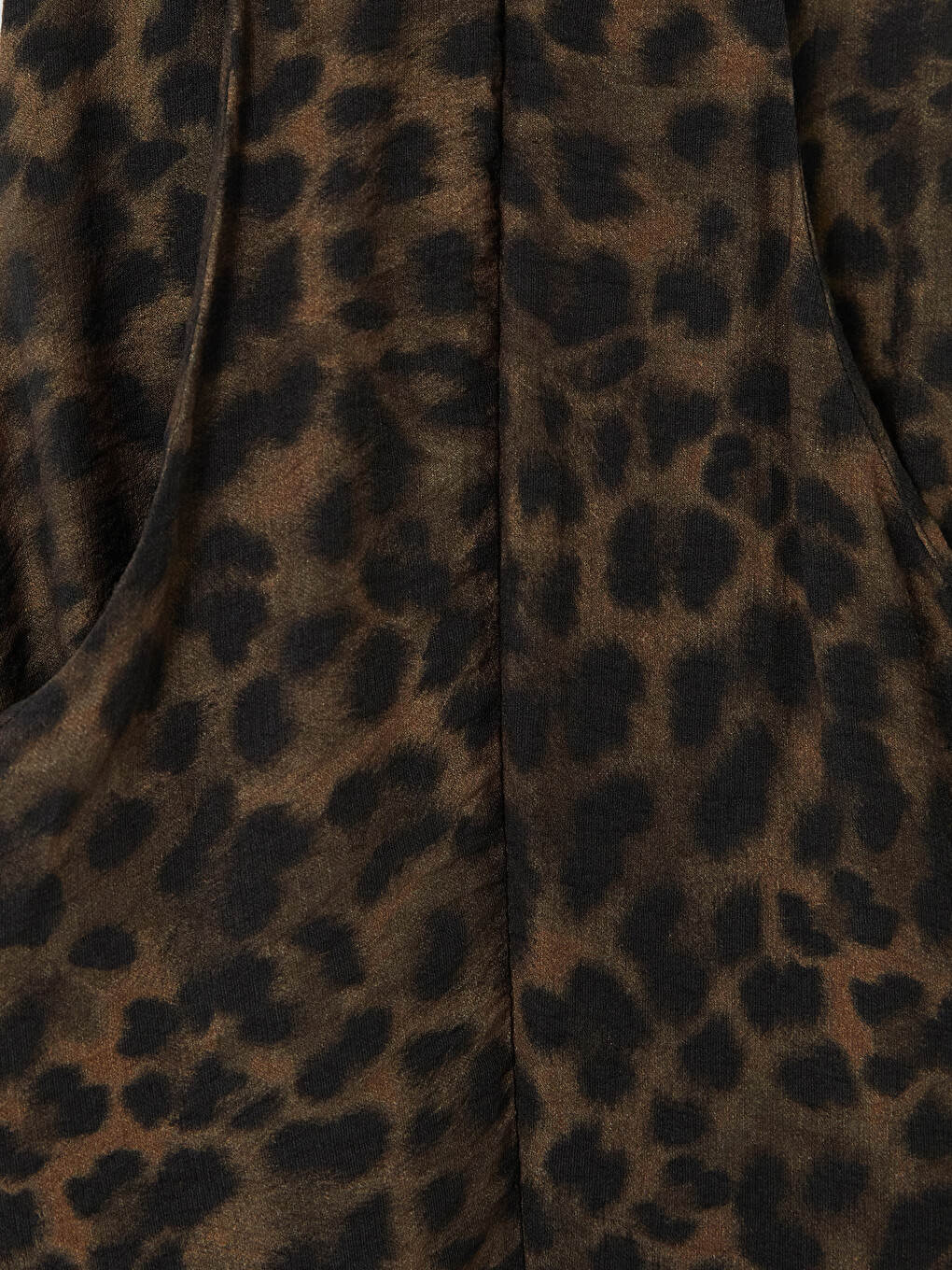 Kahverengi Halter Yaka Leopar Desenli A Kesim Elbise-3