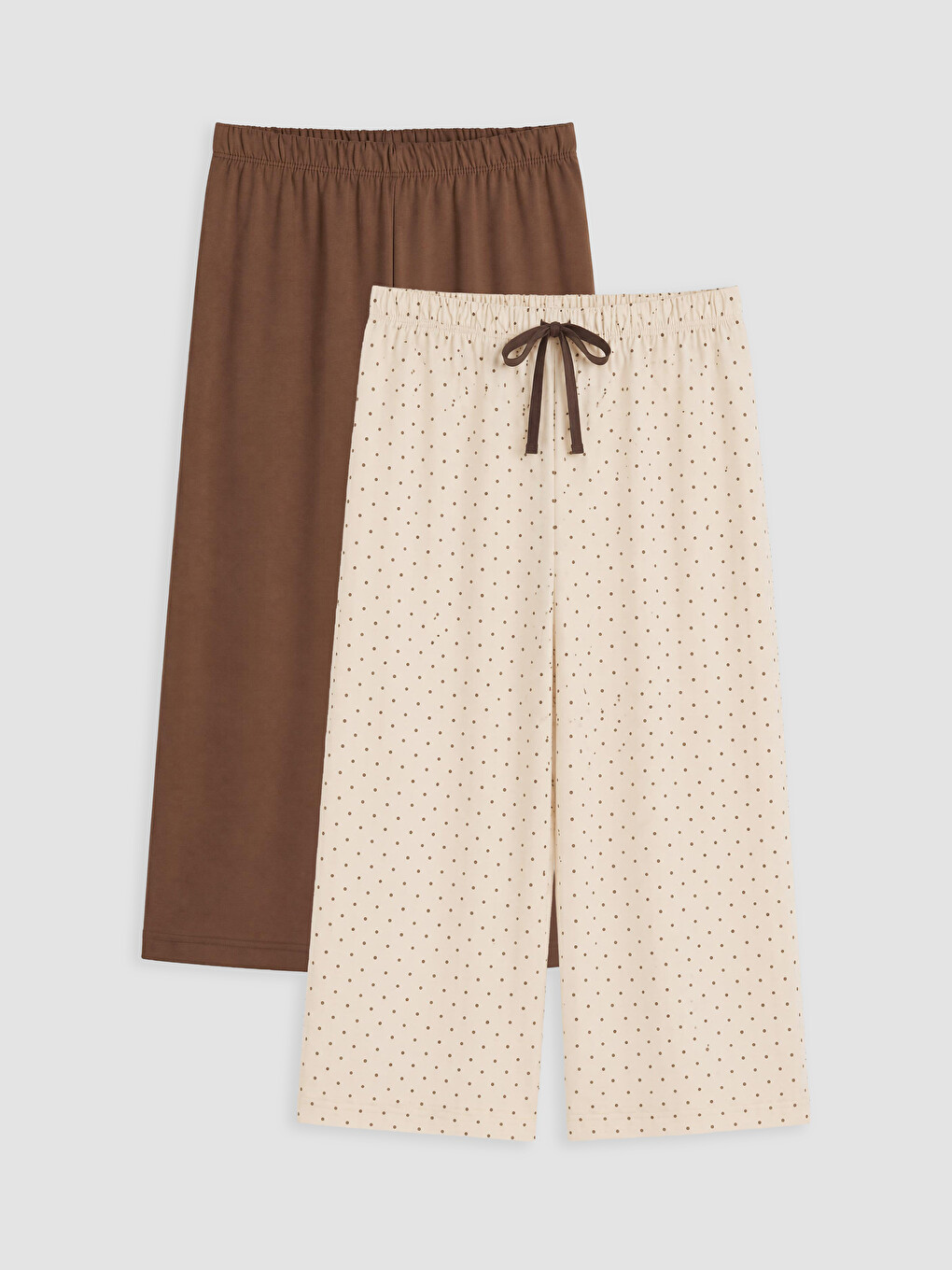 Ekru Desenli Kadın Kapri Pijama Altı 2'li