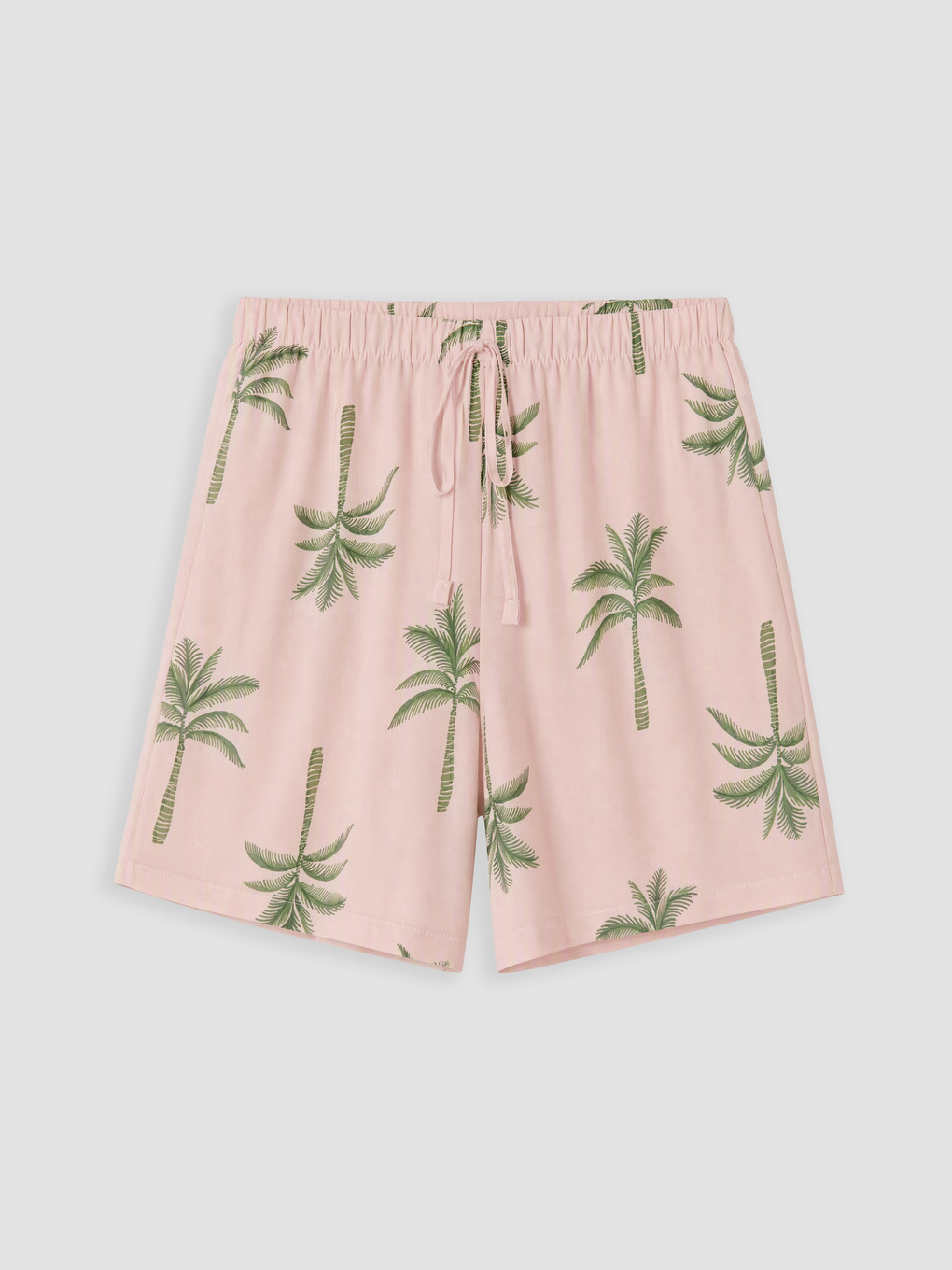 Pembe Palmiye Desenli Kadın Şort Pijama Altı
