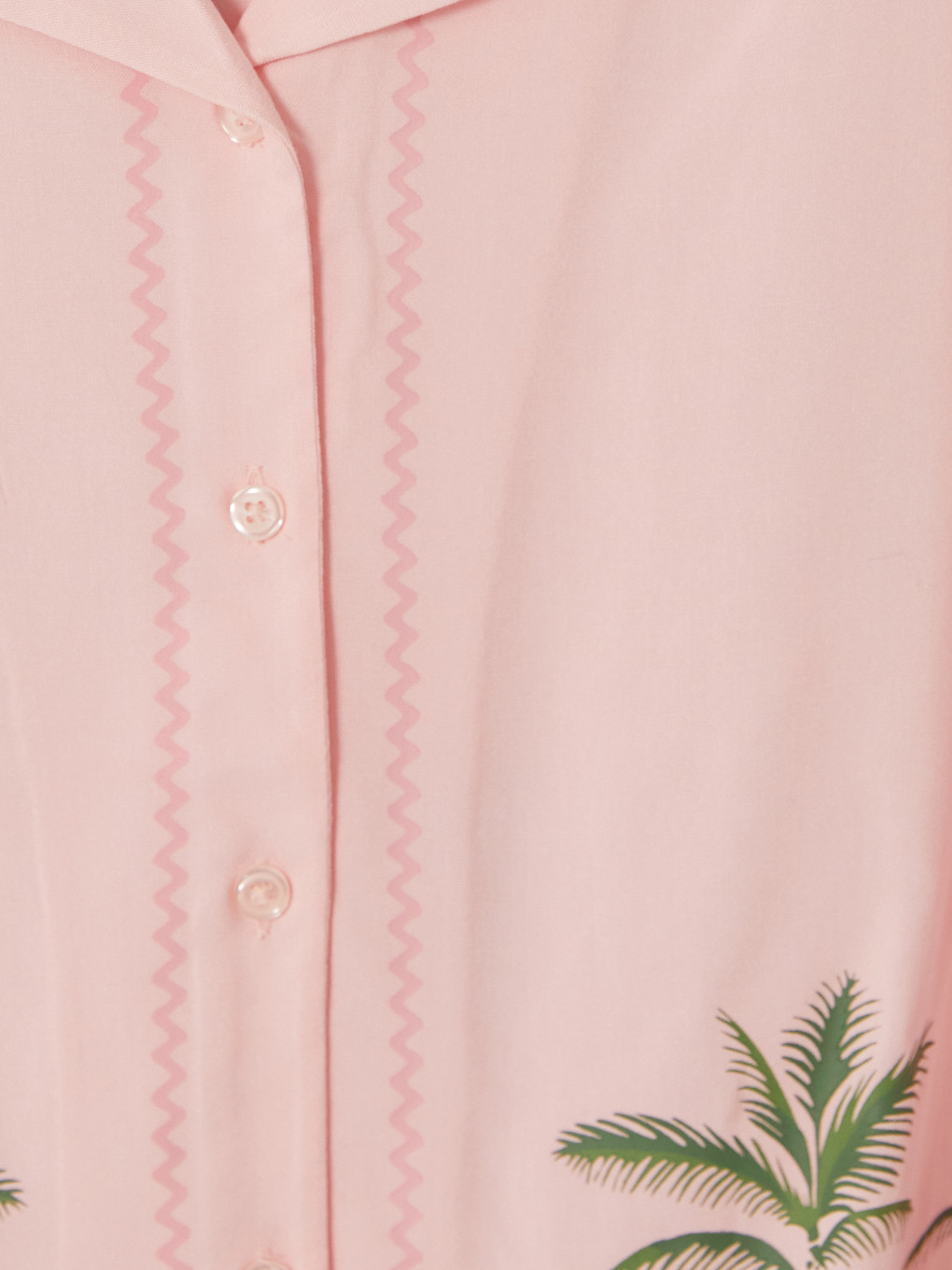 Pembe Gömlek Yaka Nakışlı Kadın Pijama Üst-2