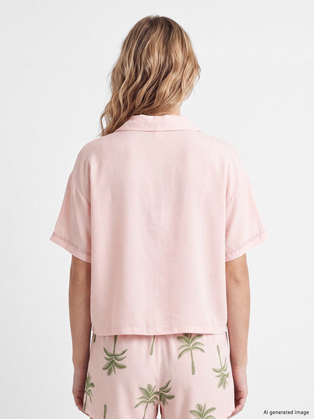 Pembe Desenli Kadın Şortlu Pijama Takım-3