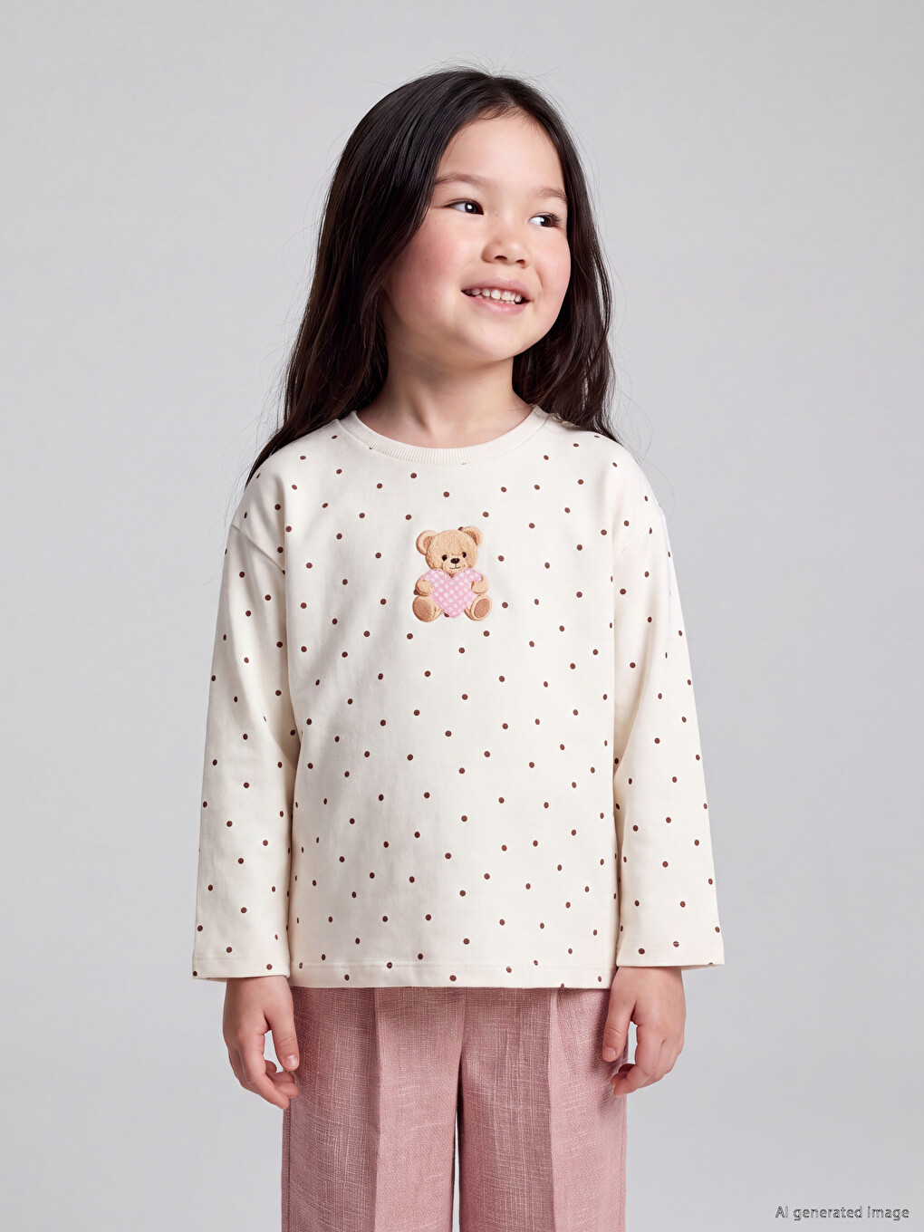  Crew Neck Printed Girls' T-Shirt