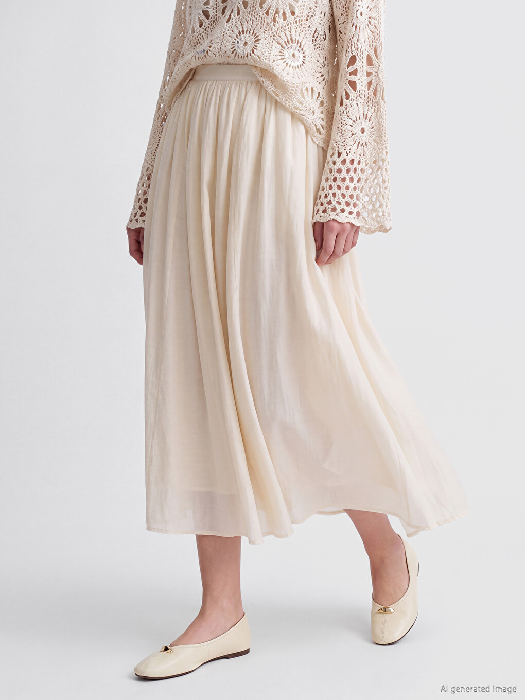 Elastic Waist Flared Skirt-1