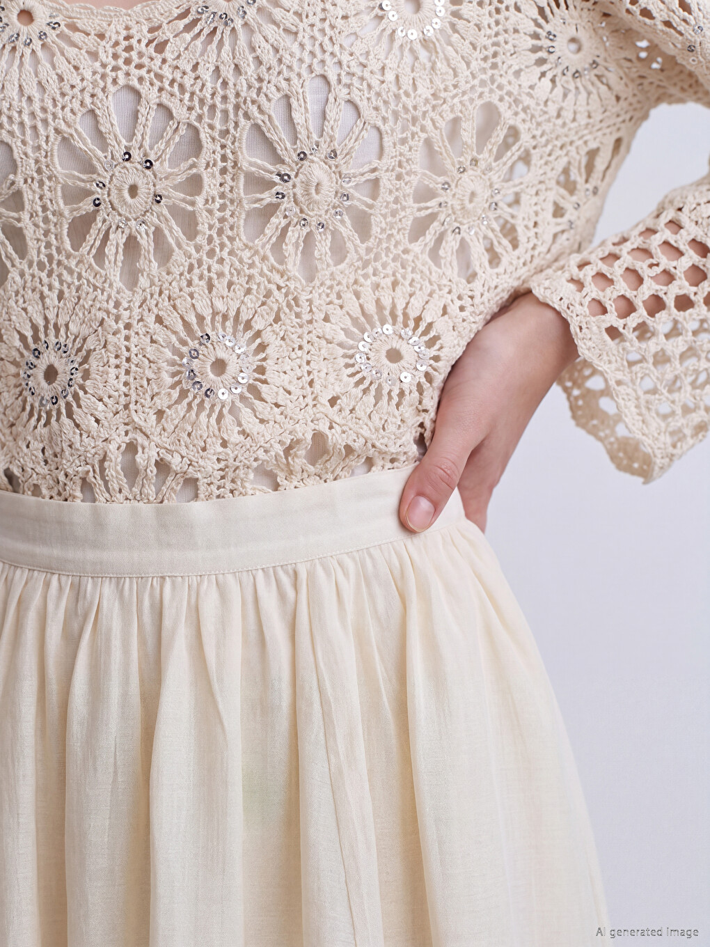 Elastic Waist Flared Skirt-2
