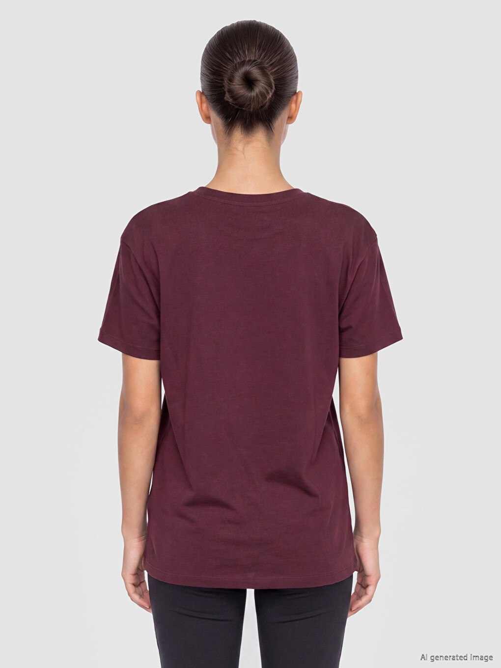 Mürdüm Oversize %100 Pamuklu Kadın Spor Tişört-3