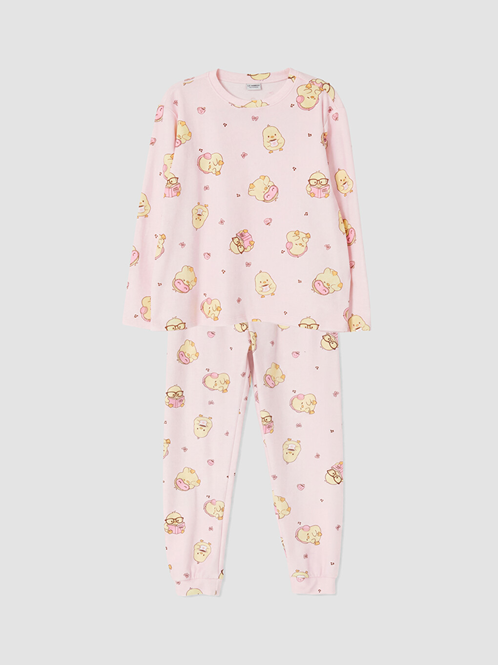 Pembe Baskılı Kız Çocuk Pijama Takım