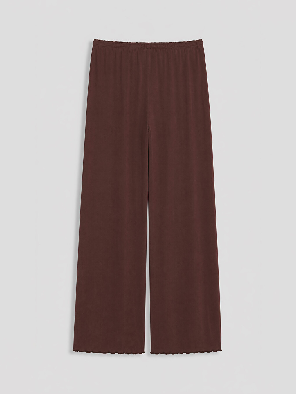 Kahverengi Geniş Paça Fitilli Kadın Pijama Altı-1