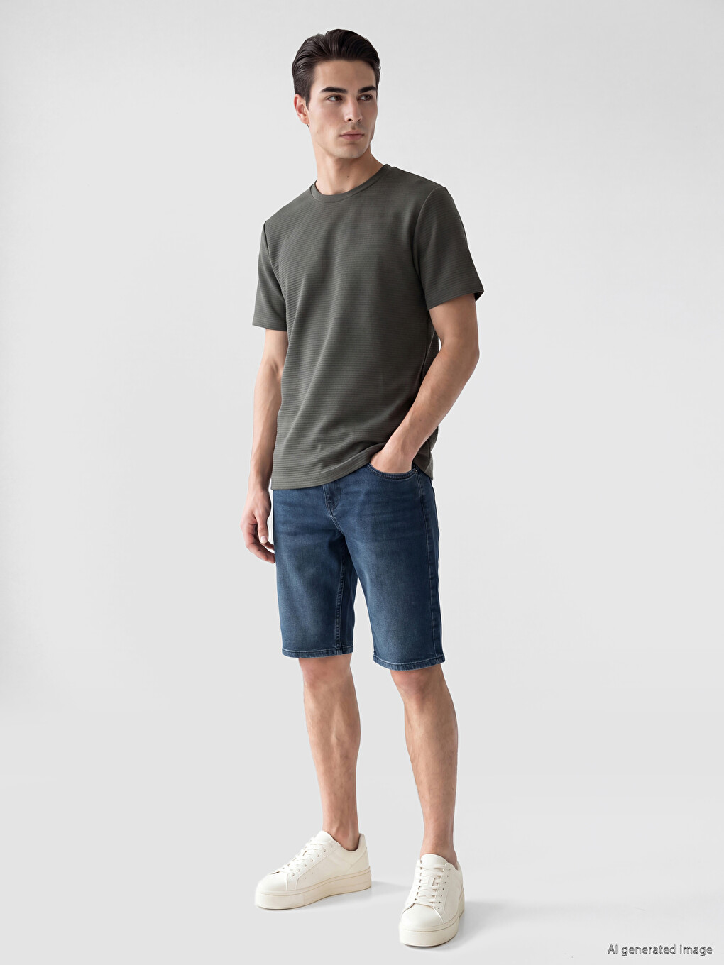 T-shirt Texturé À Col Rond Pour Homme-1