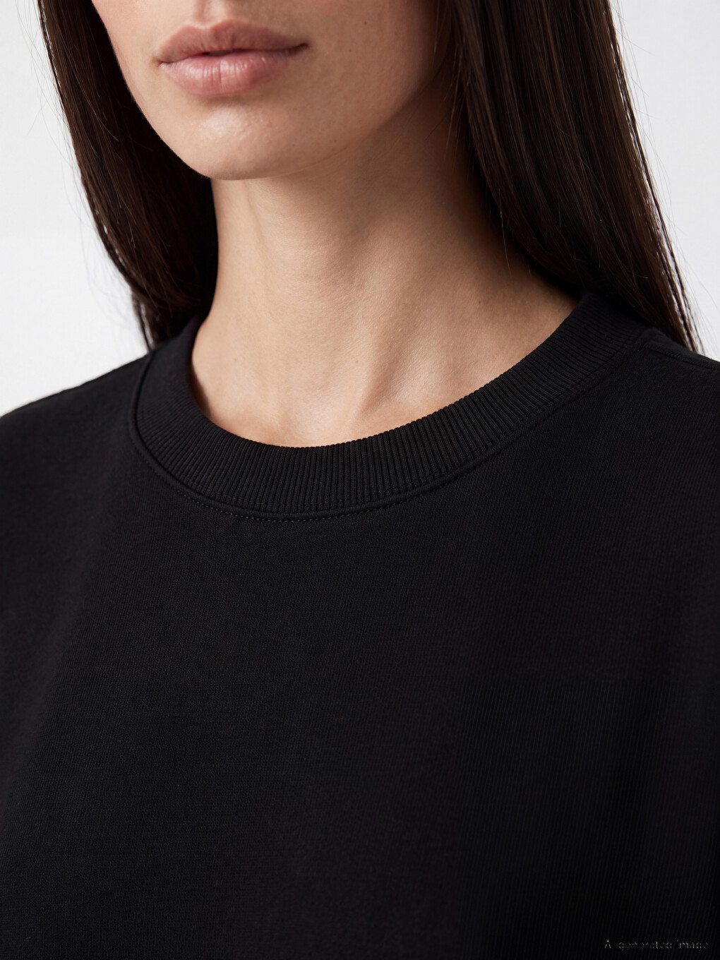 Siyah Kadın Kalın Sweatshirt Tunik-2