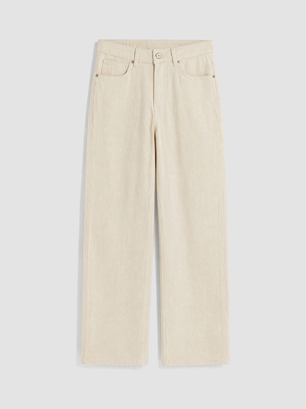 Ekru Straight Fit Kadın Jean Pantolon-4