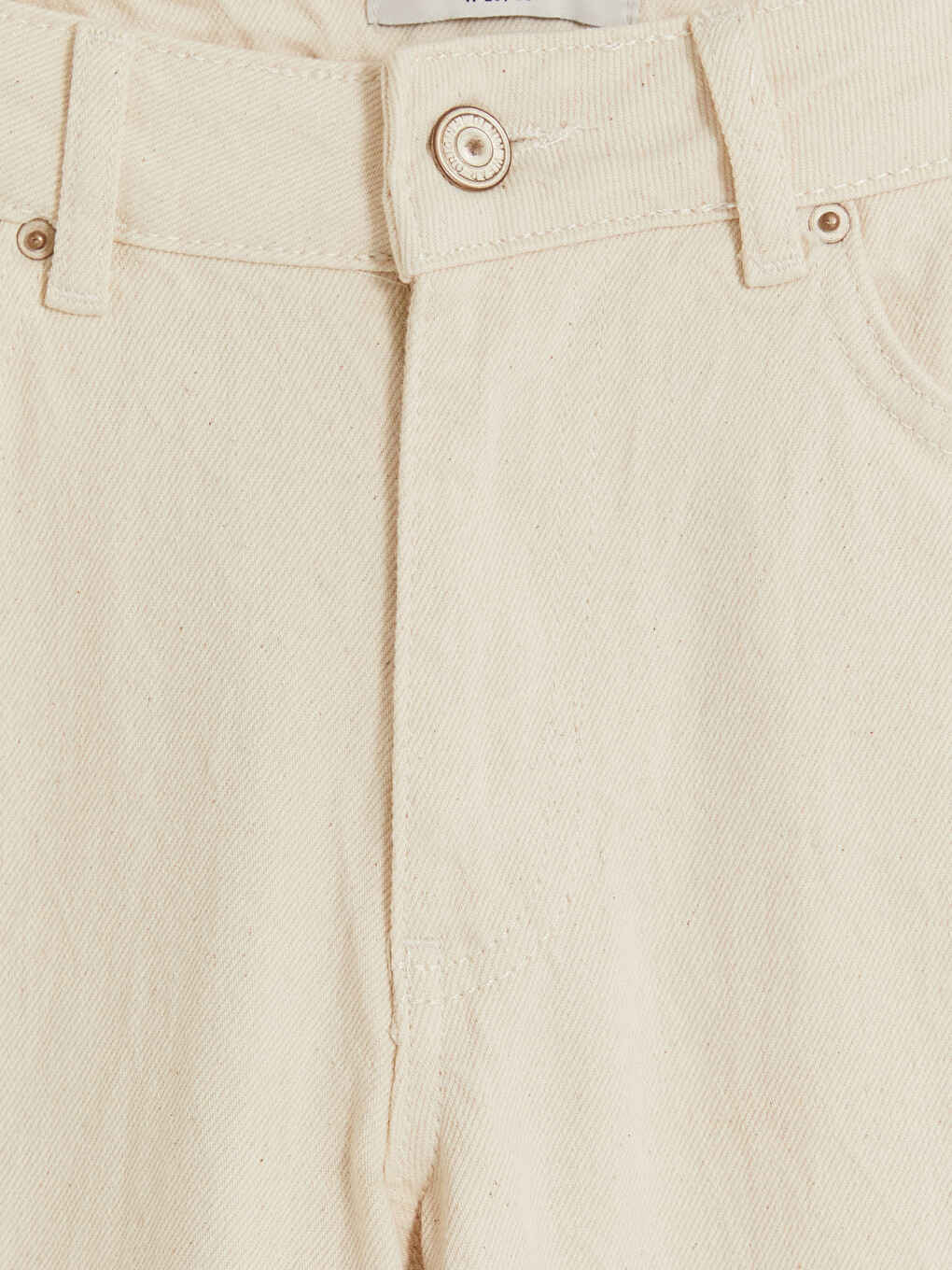 Ekru Straight Fit Kadın Jean Pantolon-5