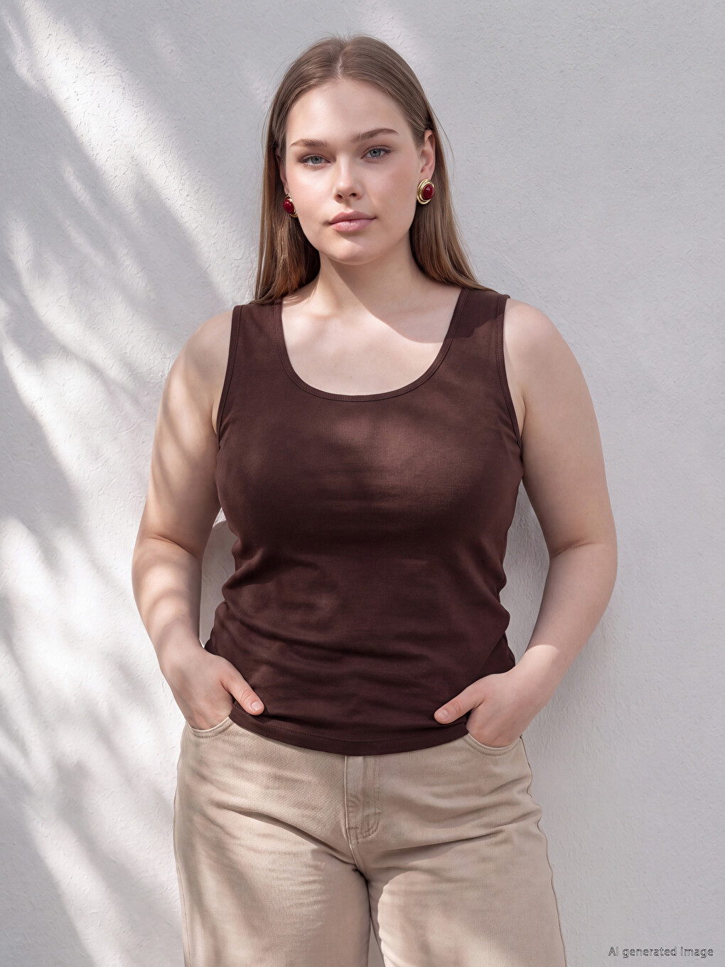 Plus Size U Neck Women's Tank Top